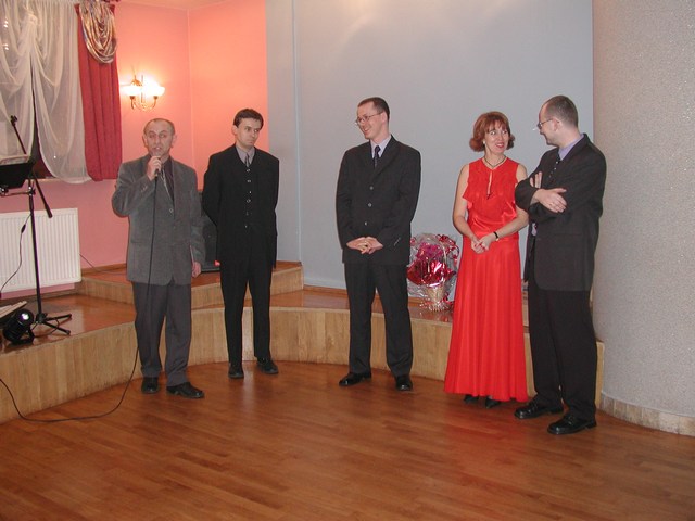 Podczas Plebiscytu "Nowin Raciborskich" na Najpopularniejszego Sportowca i Trenera Roku 2002. Od lewej stoją: Sławomir Szwed, Mariusz Weidner, Arkadiusz Gruchot, Katarzyna Gruchot i Grzegorz Wawoczny.